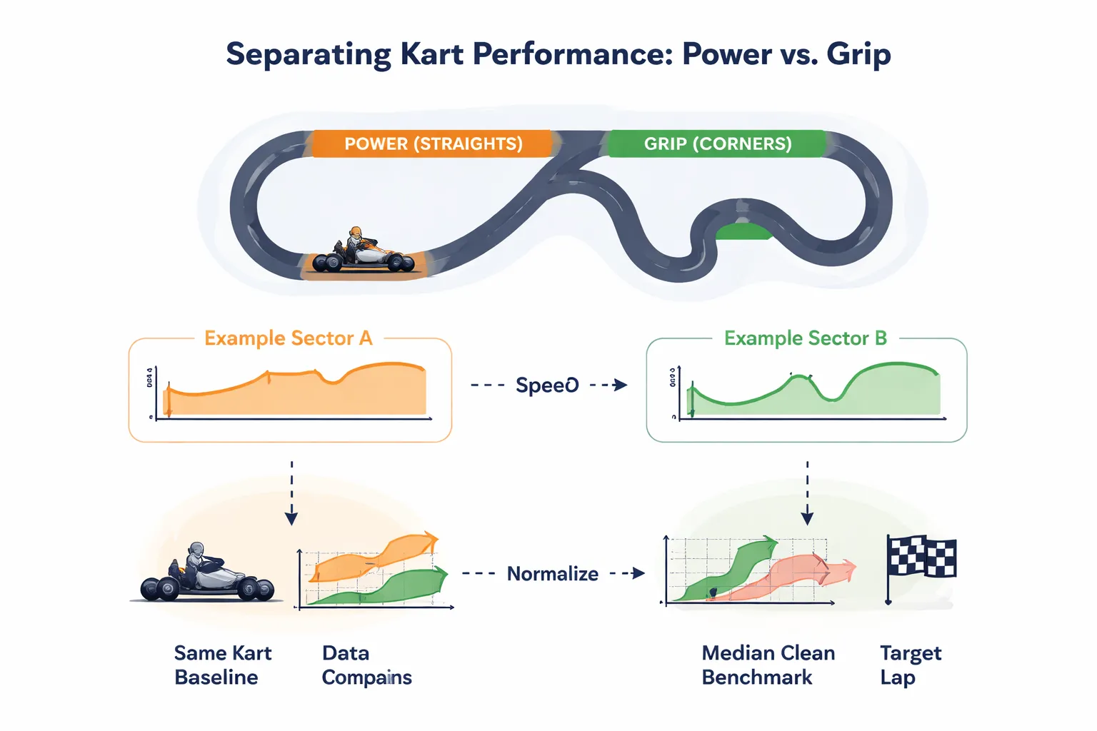 Huurkarts zijn niet gelijk: hoe corrigeer je voor kart- en baanvariatie?