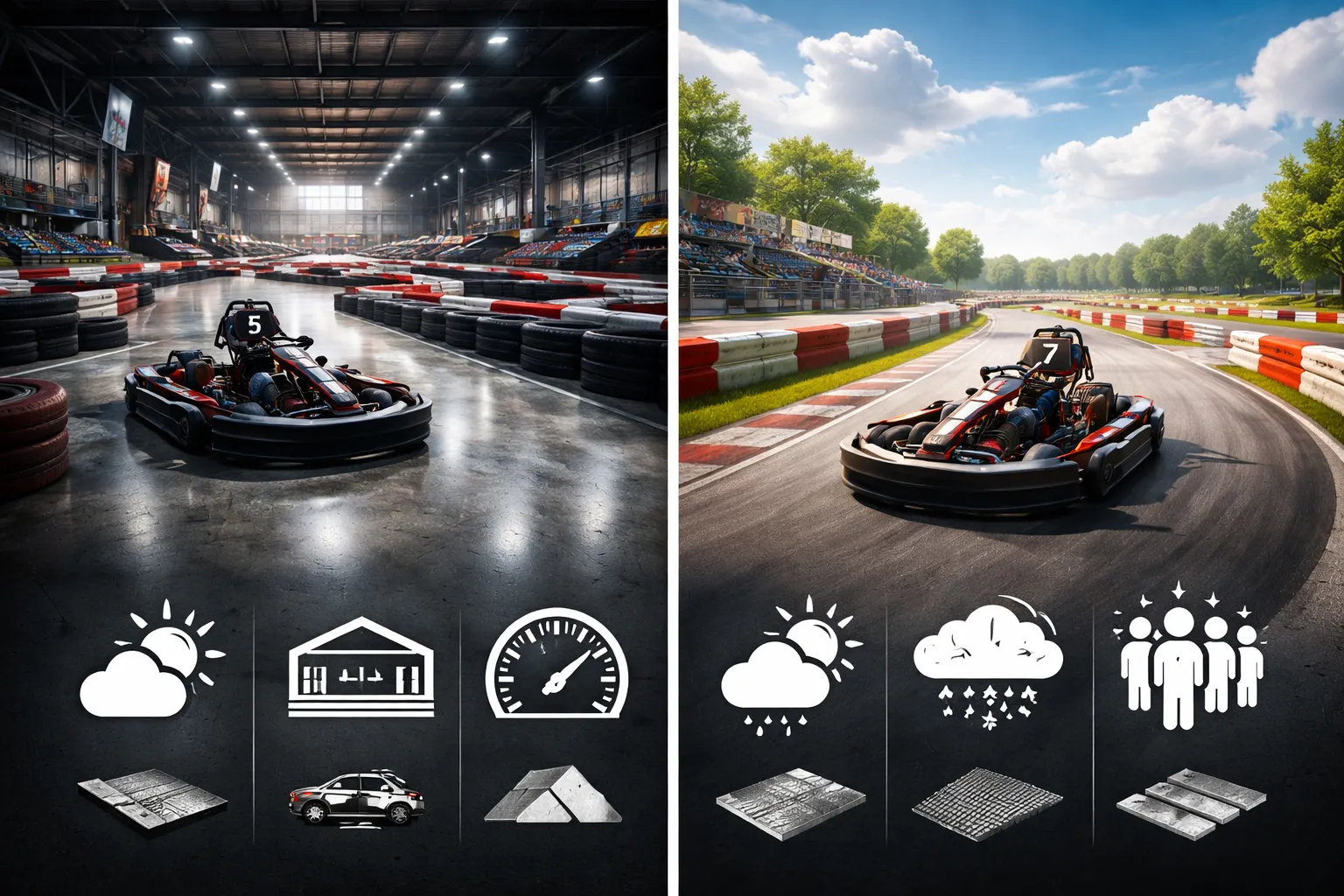 Indoor of outdoor kartbaan kiezen: de belangrijkste verschillen