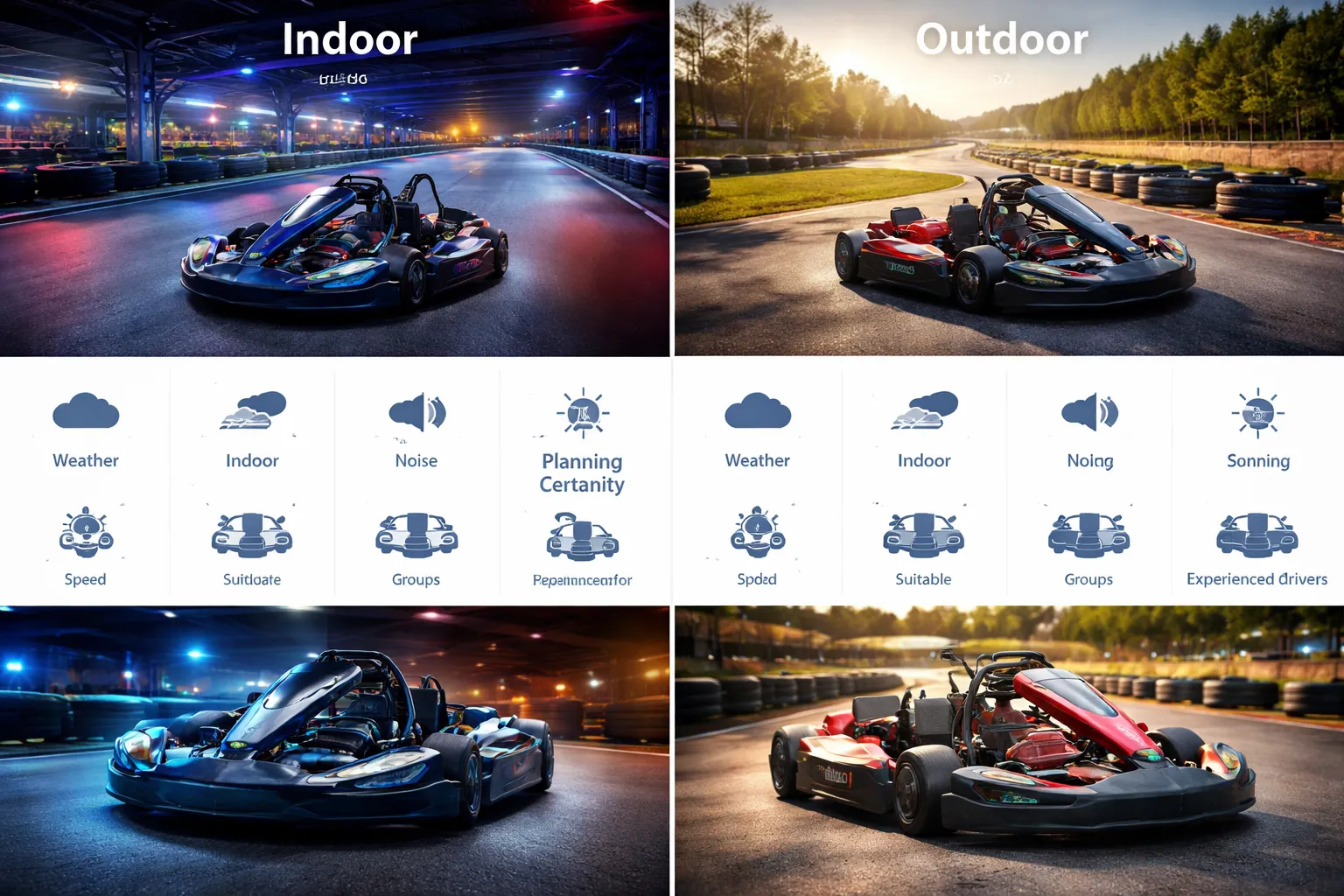 Kartcadeaubon vergelijken: indoor vs outdoor (en elektrische vs benzine karts)