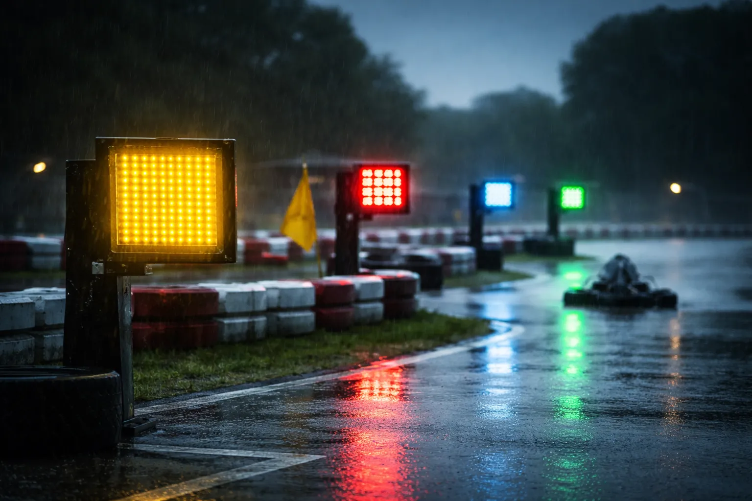 Lichtsignalen en elektronische panelen (steeds vaker in karting)