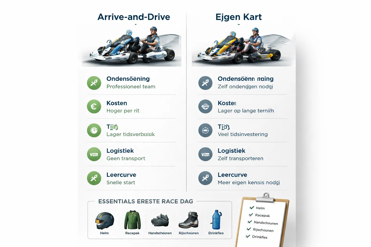 Overstap naar competitief karten: eigen kart vs arrive-and-drive