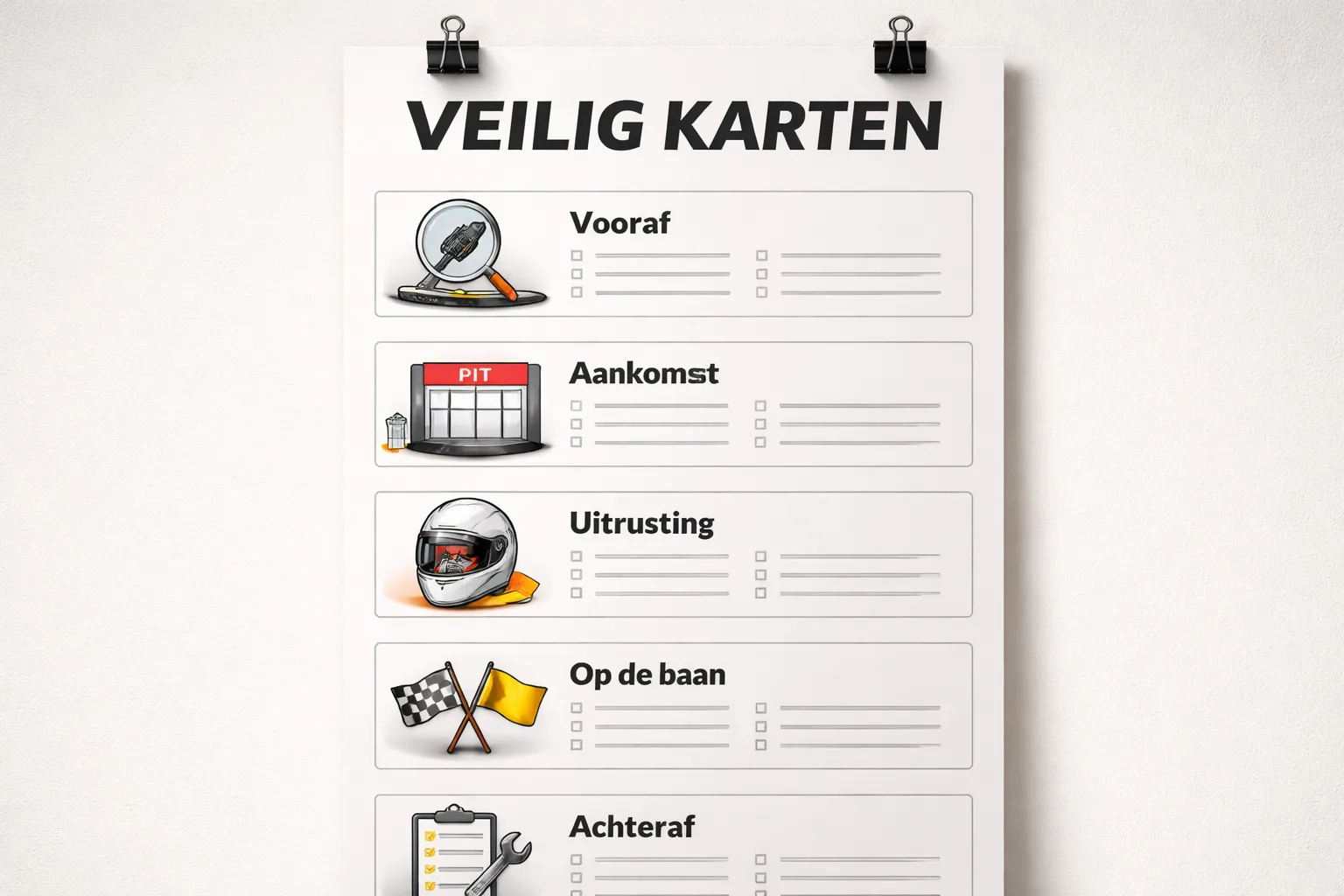 Praktische checklist: veilig karten in 10 minuten geregeld