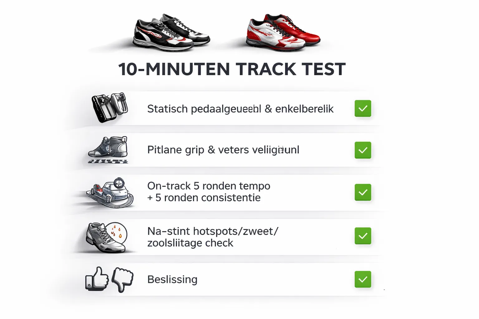 Praktische test: zo vergelijk je schoenen op de baan (in 10 minuten)