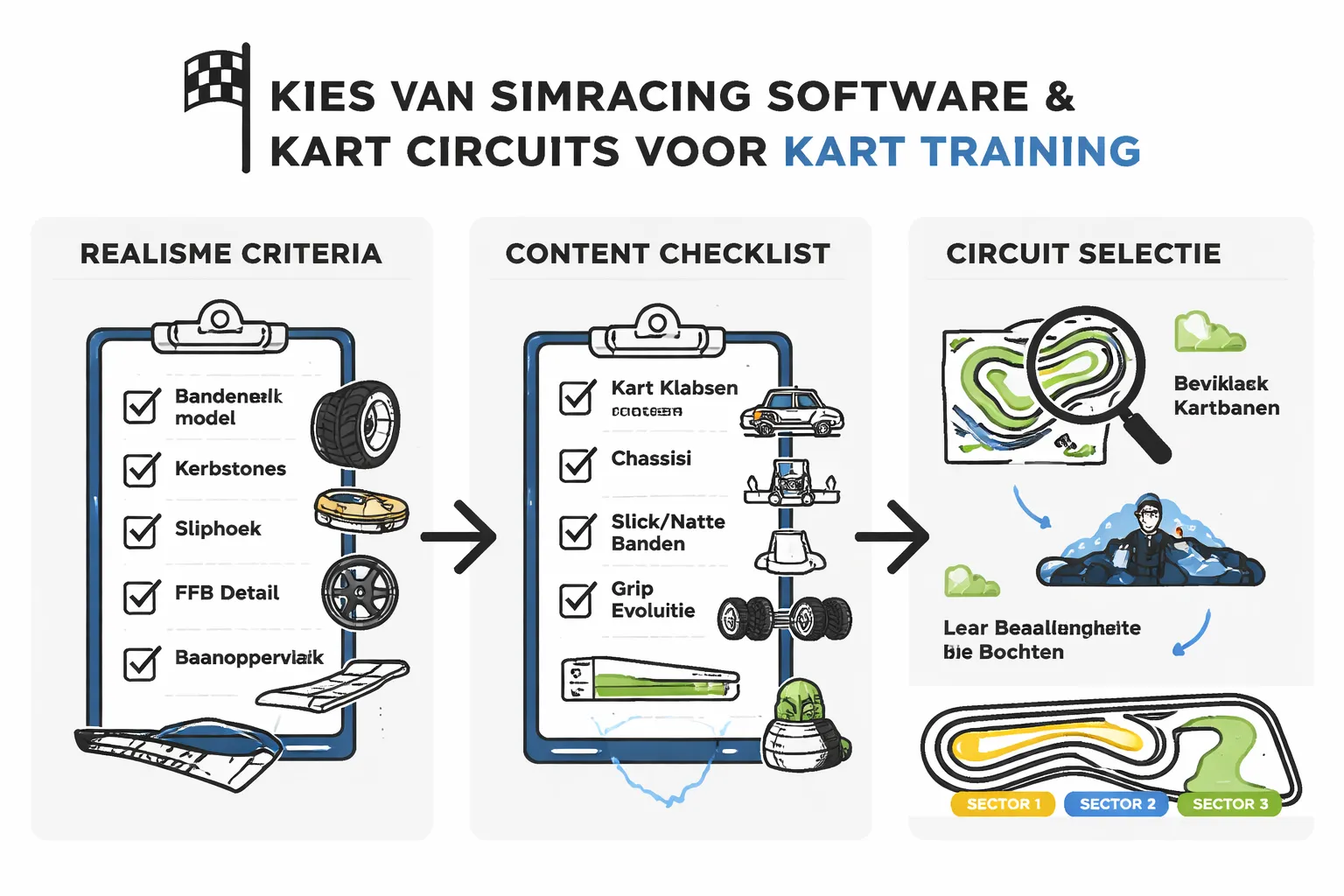 Software & contentkeuze: welke sim werkt voor karttraining en hoe kies je circuits