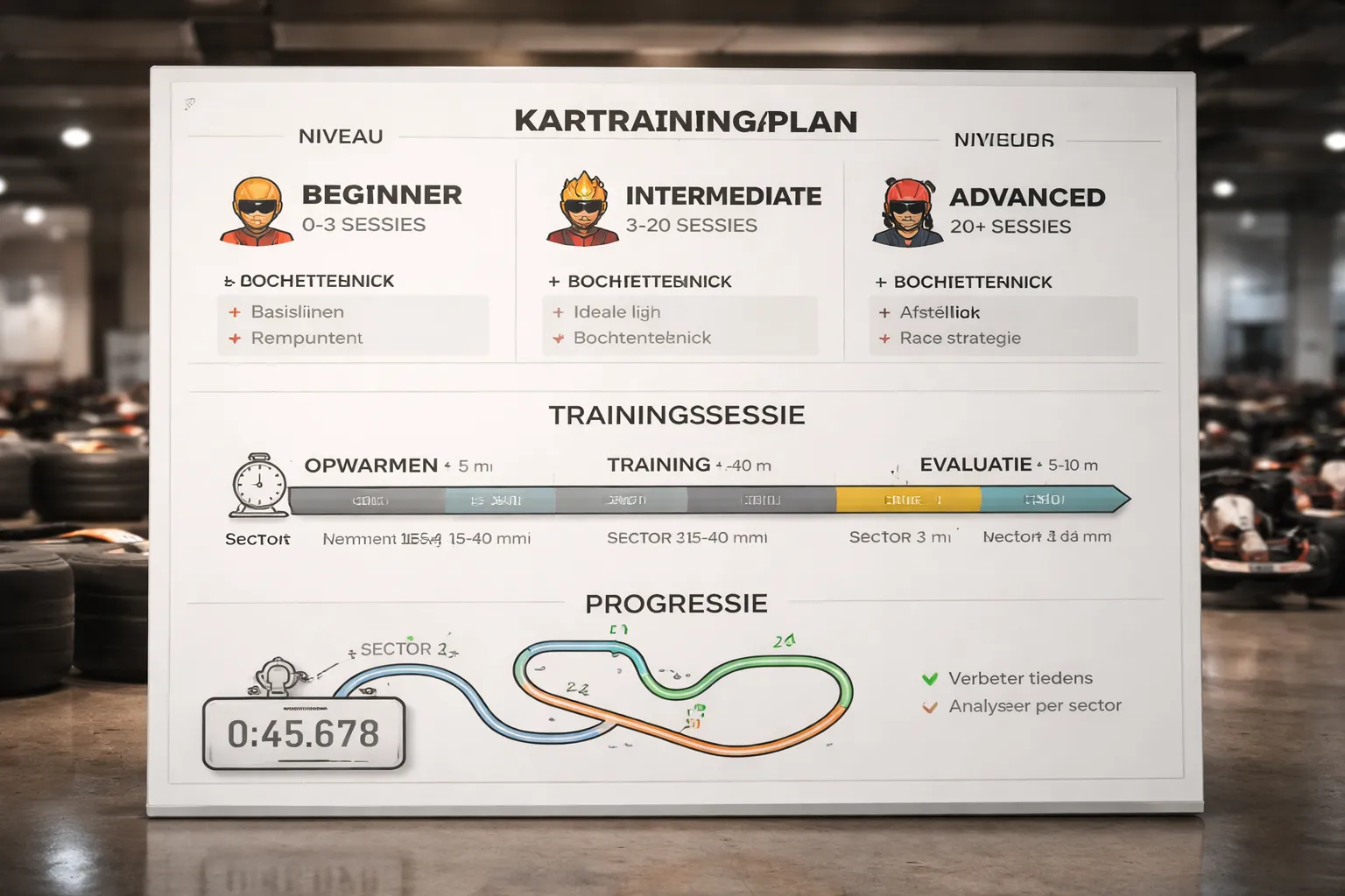 Trainingsplan per niveau: beginner &rarr; intermediate &rarr; gevorderd