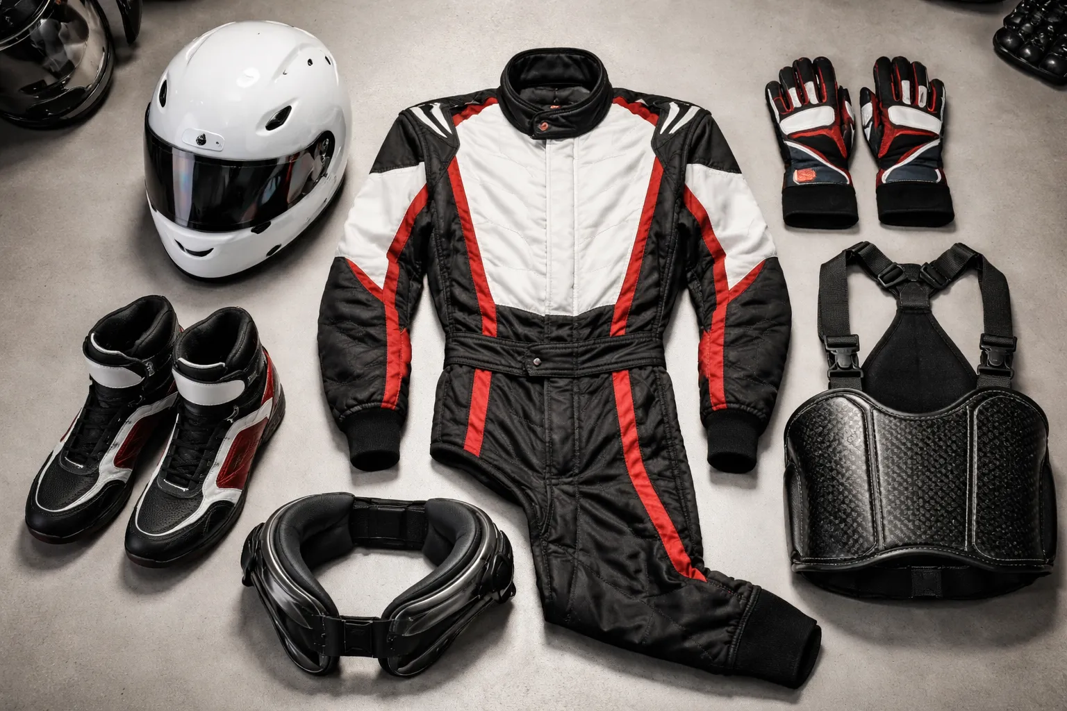 Uitrusting en veiligheid: kosten &eacute;n slimme keuzes (helm, pak, nekbrace, ribprotector)