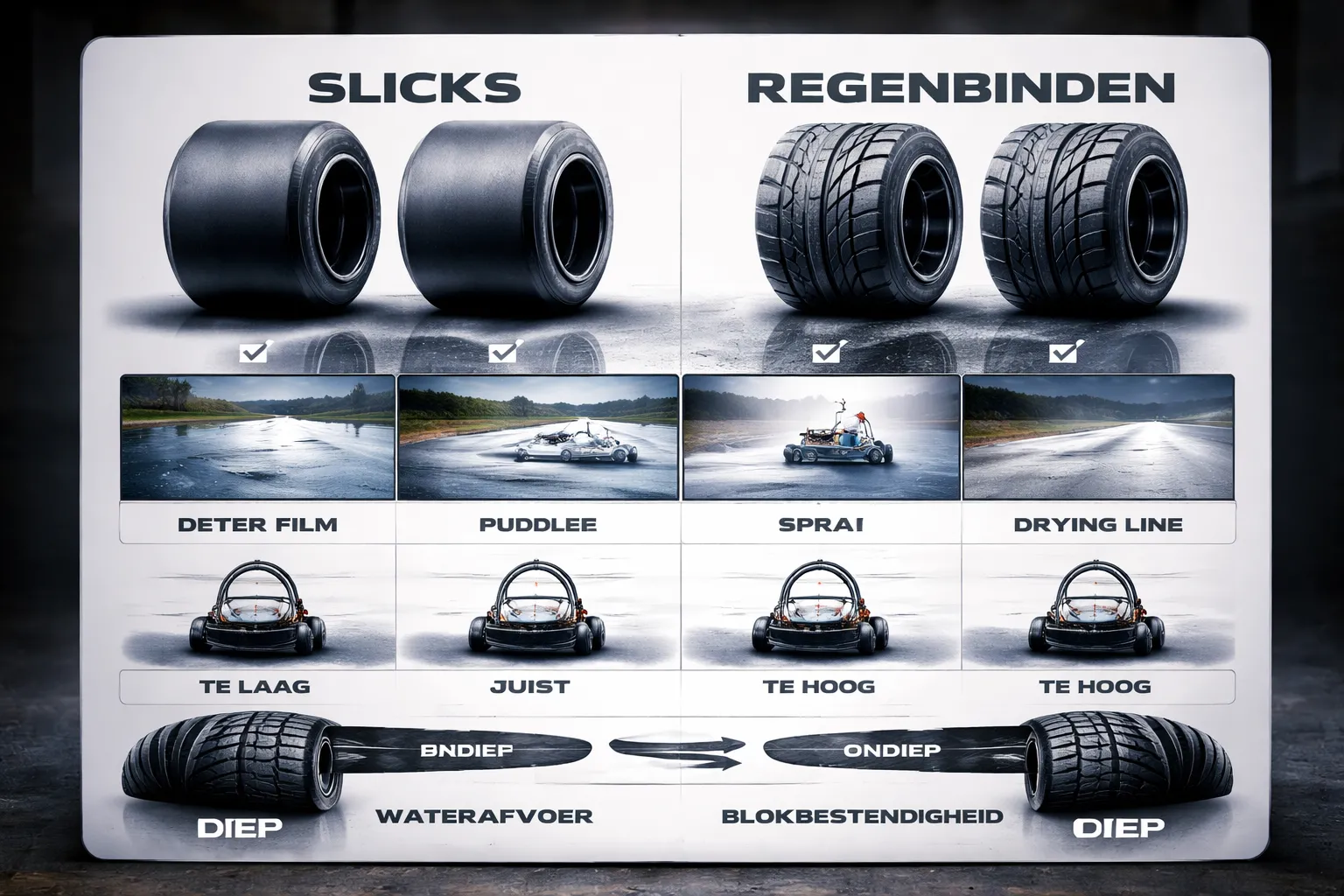 Veelgemaakte misverstanden over bandenkeuze voor karten (slicks vs regenbanden)