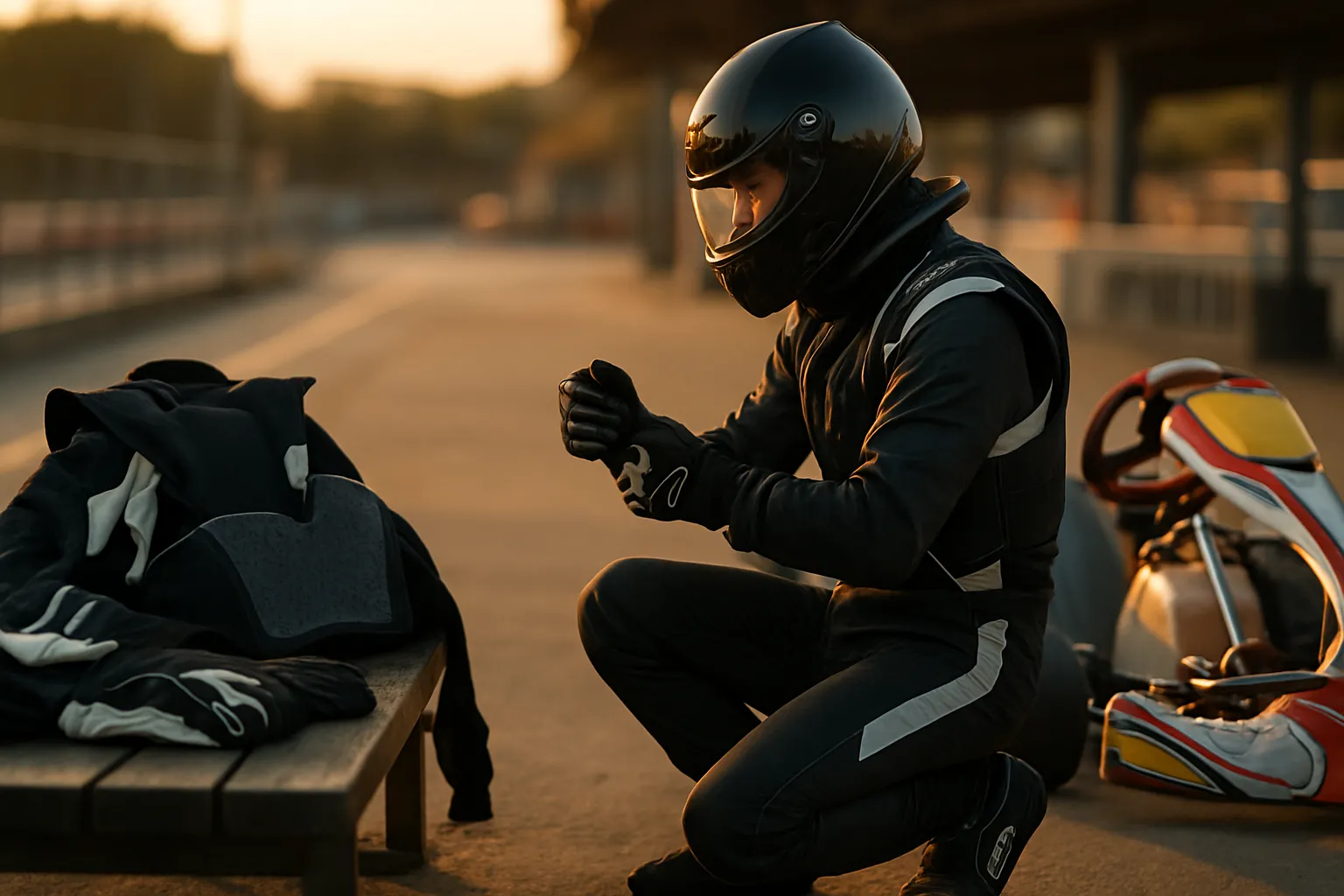 Veiligheidsuitrusting voor karten: helm, pak, handschoenen en meer