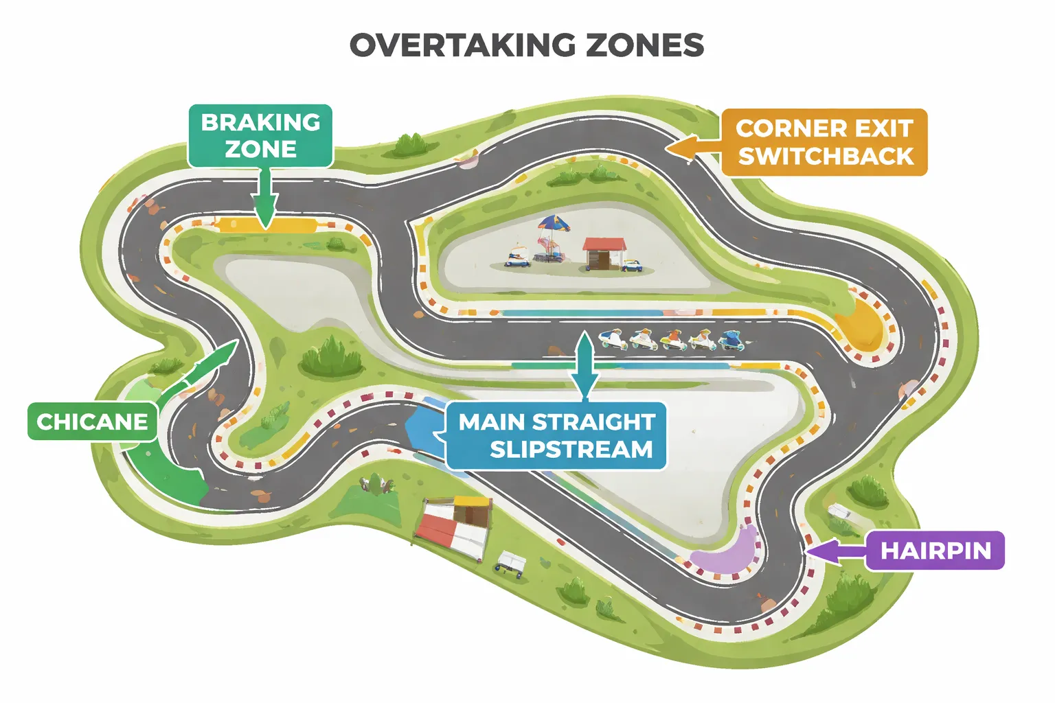 Waar kun je het beste inhalen op een kartbaan?