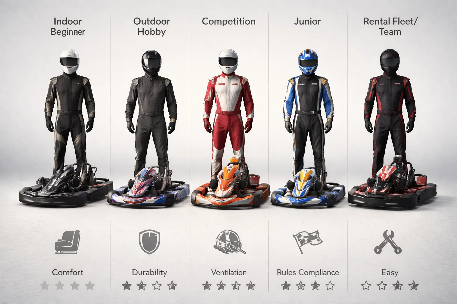 Welke kartoverall past bij jouw situatie? (keuzehulp per type rijder)